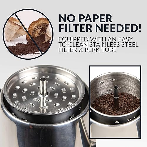 Miniatura 6 de Homecraft HCPC10SS - Cafetera de acero inoxidable para 10 tazas, boquilla de fácil vertido, luz indicadora LED, función de mantener caliente