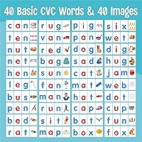 Vista 3 de CVC Word Flip Chart - 40 Tarjetas de doble cara con palabras de vocal corta, independiente, herramienta educativa de aprendizaje para suministros