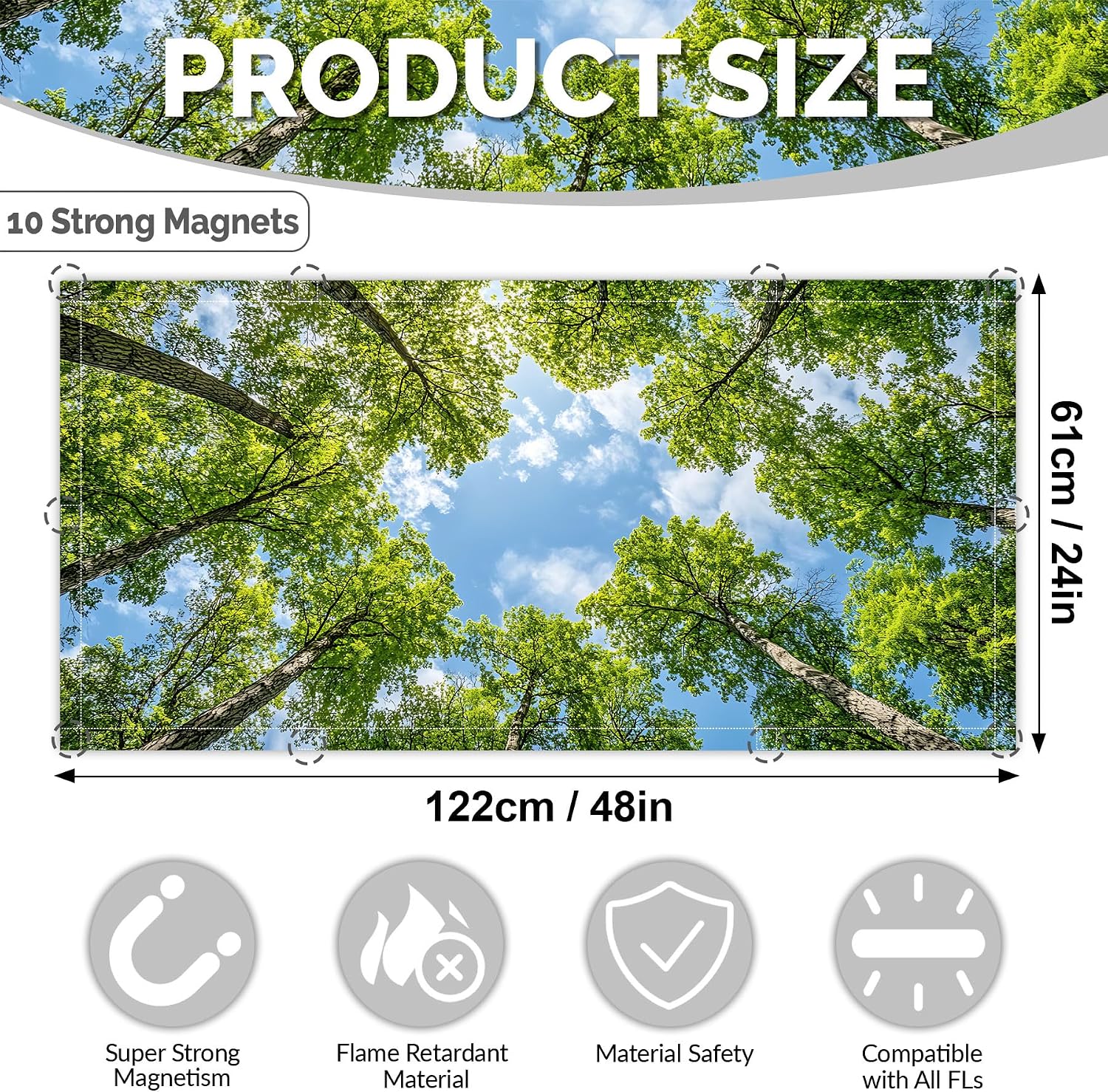 2 Pack Fluorescent Light Covers for Ceiling Lights, 4 x 2 Ft Magnetic Light Covers for Classroom Office Home School Ceiling Decor (2, Woods) image 3