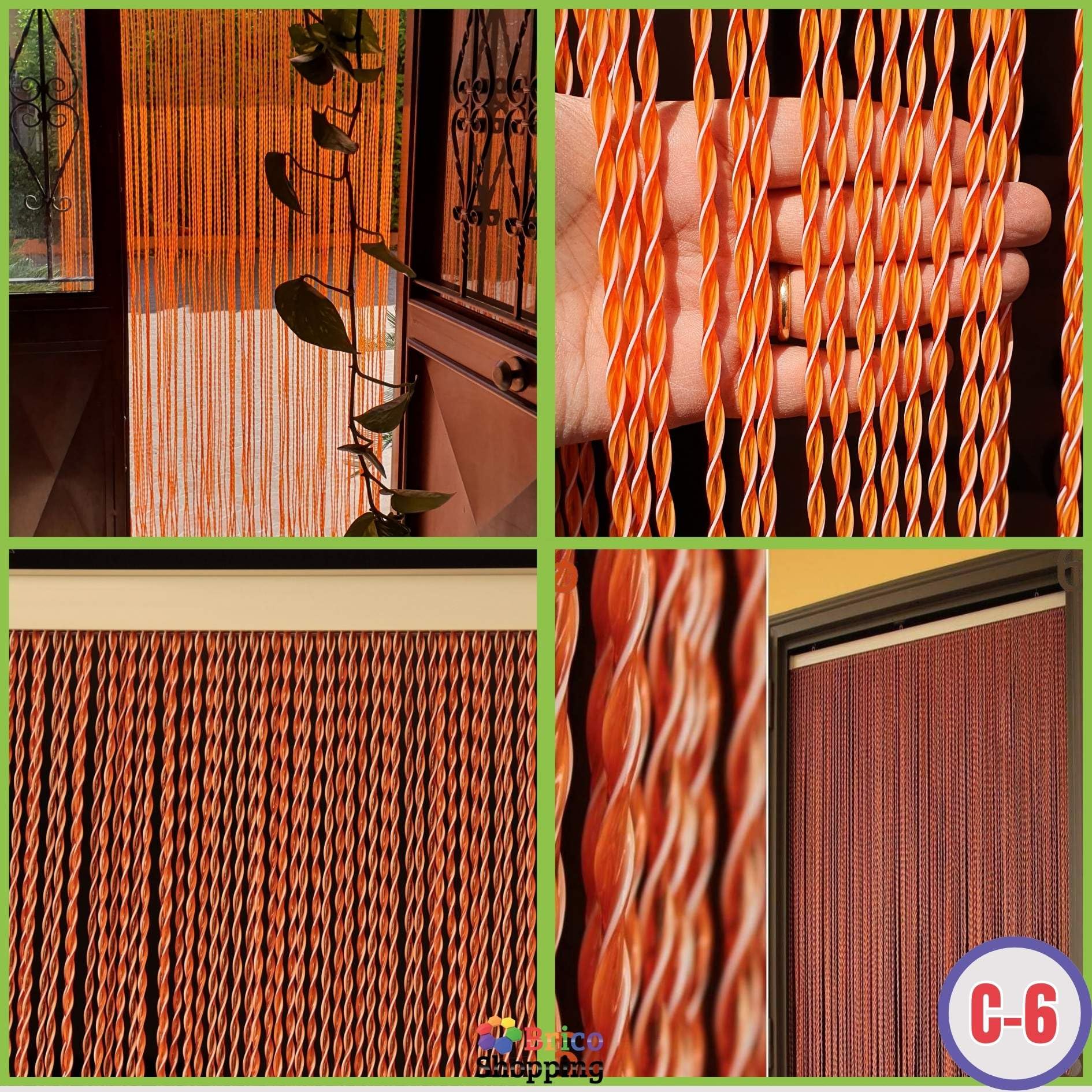 BricoShopping® Regulowany drut PVC Mod.C Moskitiera na drzwi zewnętrzne okno wejście balkon RV drut ANTIMOSCHE 4 rozmiary 15 kolorów made in ITALY (150x250, 6 POMARAŃCZOWY)