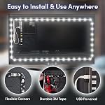 Luminoodle USB Bias Lighting - LED TV Backlight Strip - Ambient Home Theater Light, TV Accent Lighting to Reduce Eye Strain, Improve Contrast - White - Large (30" - 40" TV)