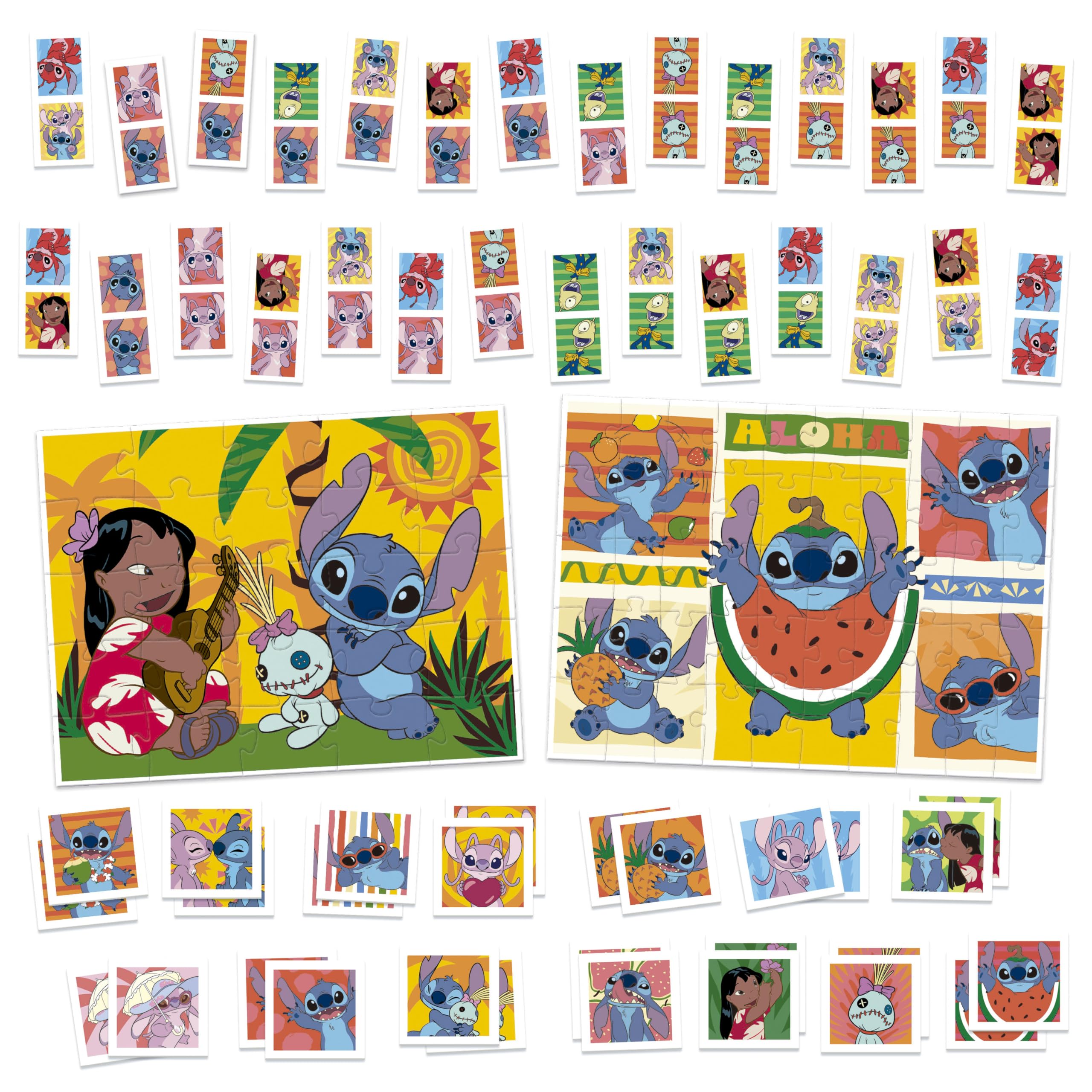 Educa - Stitch Superpack 4 in 1 | Cofanetto Giochi Bambini Disney: 2 Puzzle 25 e 50 Pezzi, Domino 28 Tessere, Memory 28 Carte | Licenza ufficiale Disney | Dai 3 anni (20474)