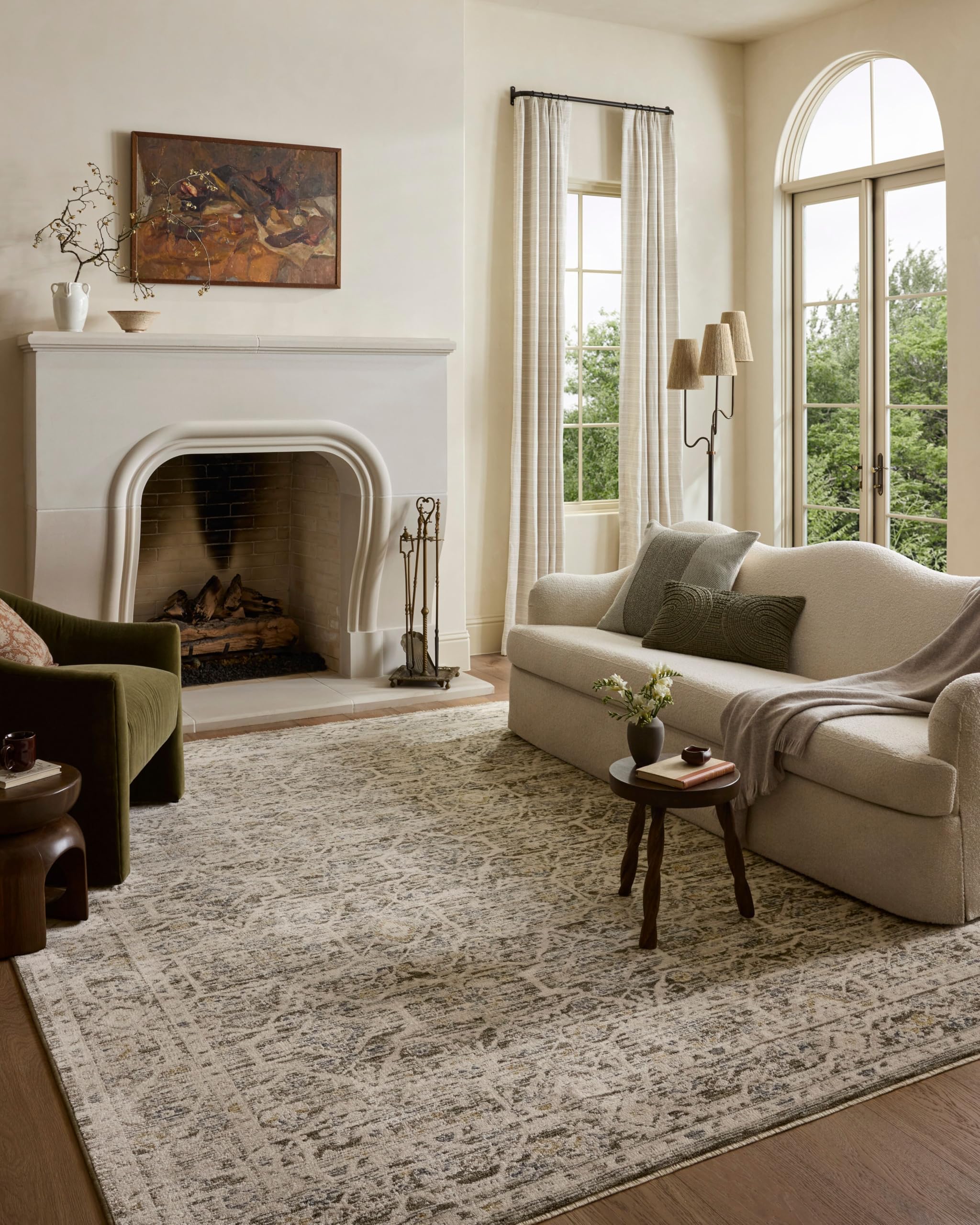 loloi clarisse collection cls-08 olive/ivory 7'-10" x 7'-10" fringe round area rug