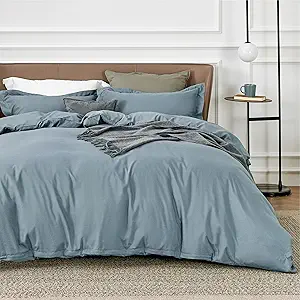 Bedsure Duvet Cover Oversized King Size - Soft Double Brushed Bedding Set for Kids & Adults, Zipper Closure, 3 Pieces, Includes 1 Duvet Cover (120"x98") & 2 Pillow Shams, NO Comforter, Mineral Blue