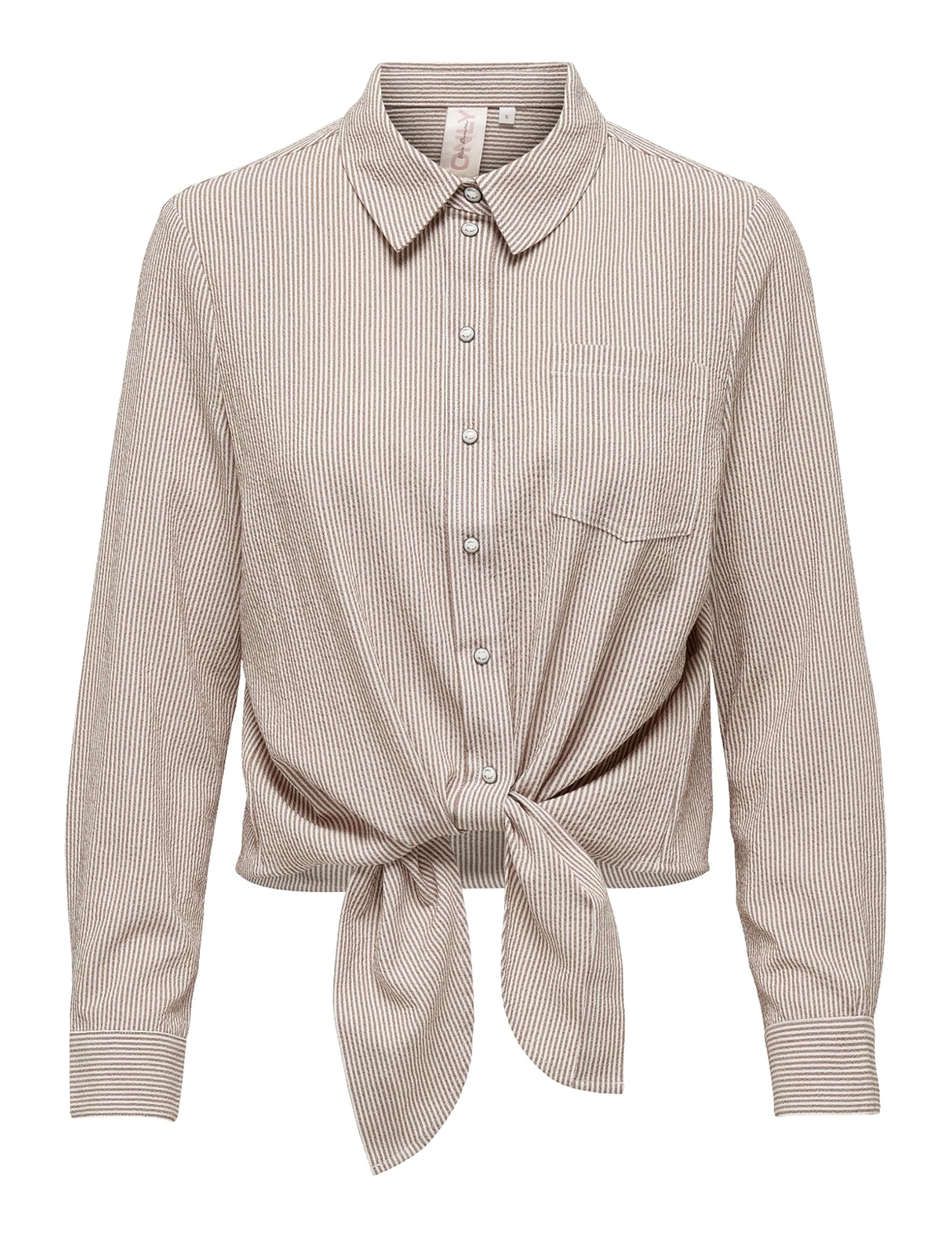 ONLY Women's Onllecey Ls Knot Shirt Noos Blouse, Toasted Coconut, S