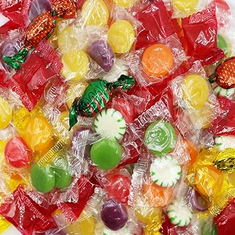 Fruit Disc Hard Candy, Pineapple, Strawberry, Green Apple, Grape Flavor, Cinnamon, Butterscotch & Peppermints, Assorted Fruit Buttons Hard Candy 5 Lb Fat Free