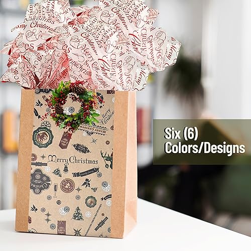 Miniatura 5 de Papel de seda y papel kraft con diseños de Navidad