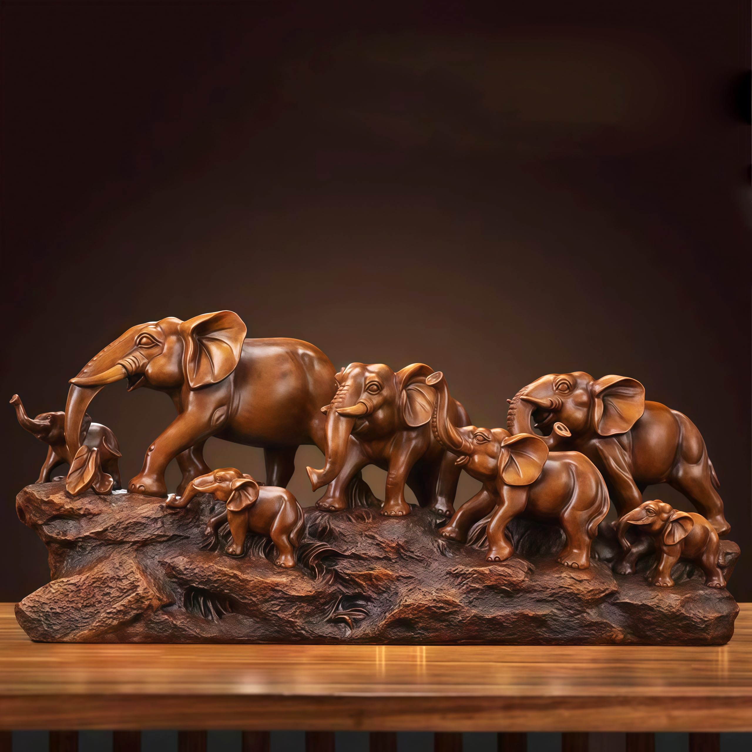 7 Elephants Herd with Babies Statue Elephant Family Frgurines Sculpture for Home Office Living Room Desktop Decoration Figurines Indoor Feng Shui