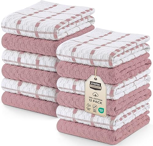 Miniatura 9 de Utopia Towels Juego de 12 toallas de cocina, 15 x 25 pulgadas, 100% algodón hilado en anillo súper suave y absorbente, toallas de cocina y bar