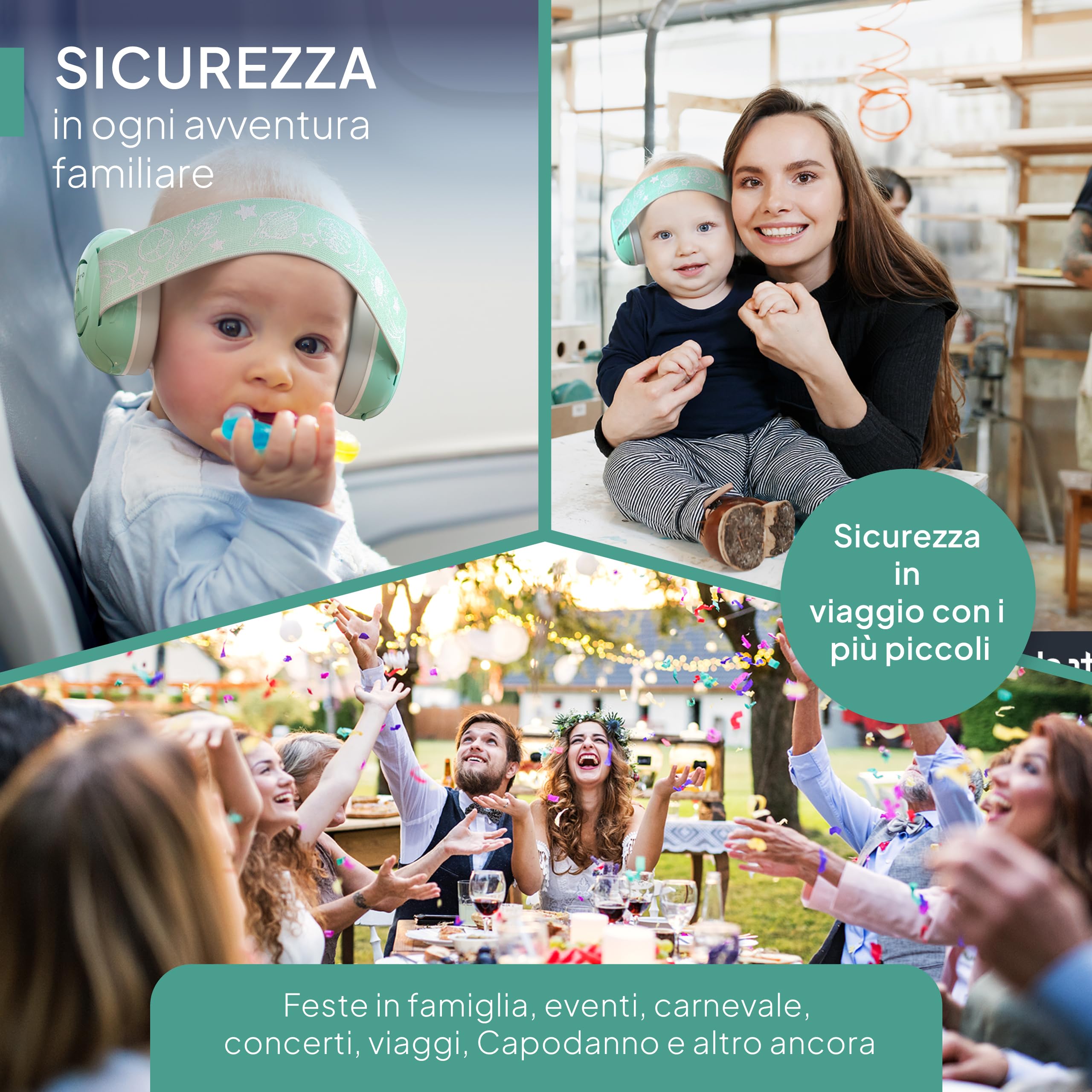 Senner ® KidsPro Flex | Protection auditive enfants - Casque antibruit avec SNR 25 dB, jusqu'à 12 ans, évolutif. Idéal pour quotidien, fêtes, sports, événements musicaux - Turquoise