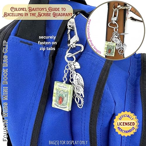 Miniatura 3 de FOURTH WING Rebecca Yarros Mini Book Bag Clip Key Chain Purse Backpack Clasp Lock Licensed Merch UPICK (Guide to Excelling in the Scribe Quadrant)