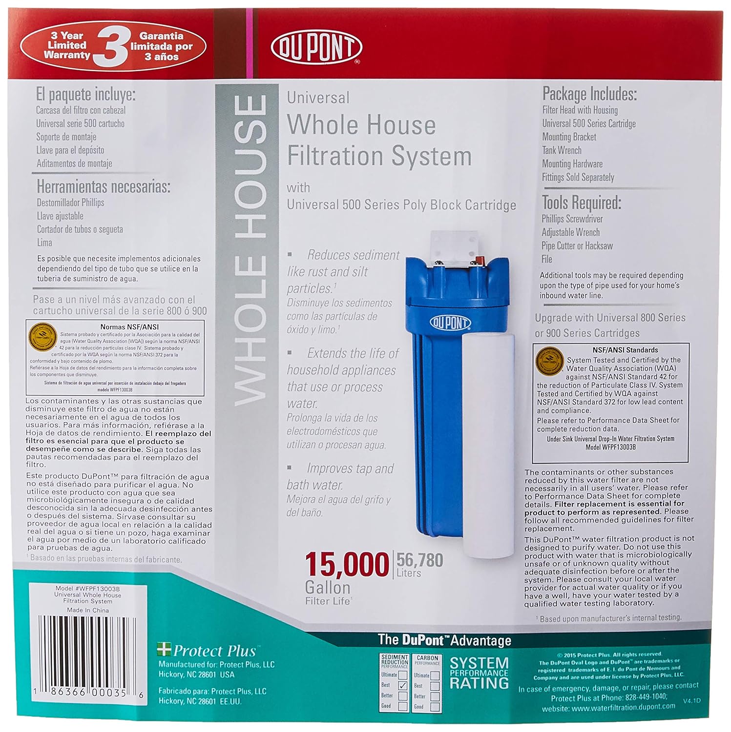 DuPont WFPF13003B sistema de filtración de agua para el hogar de 15000