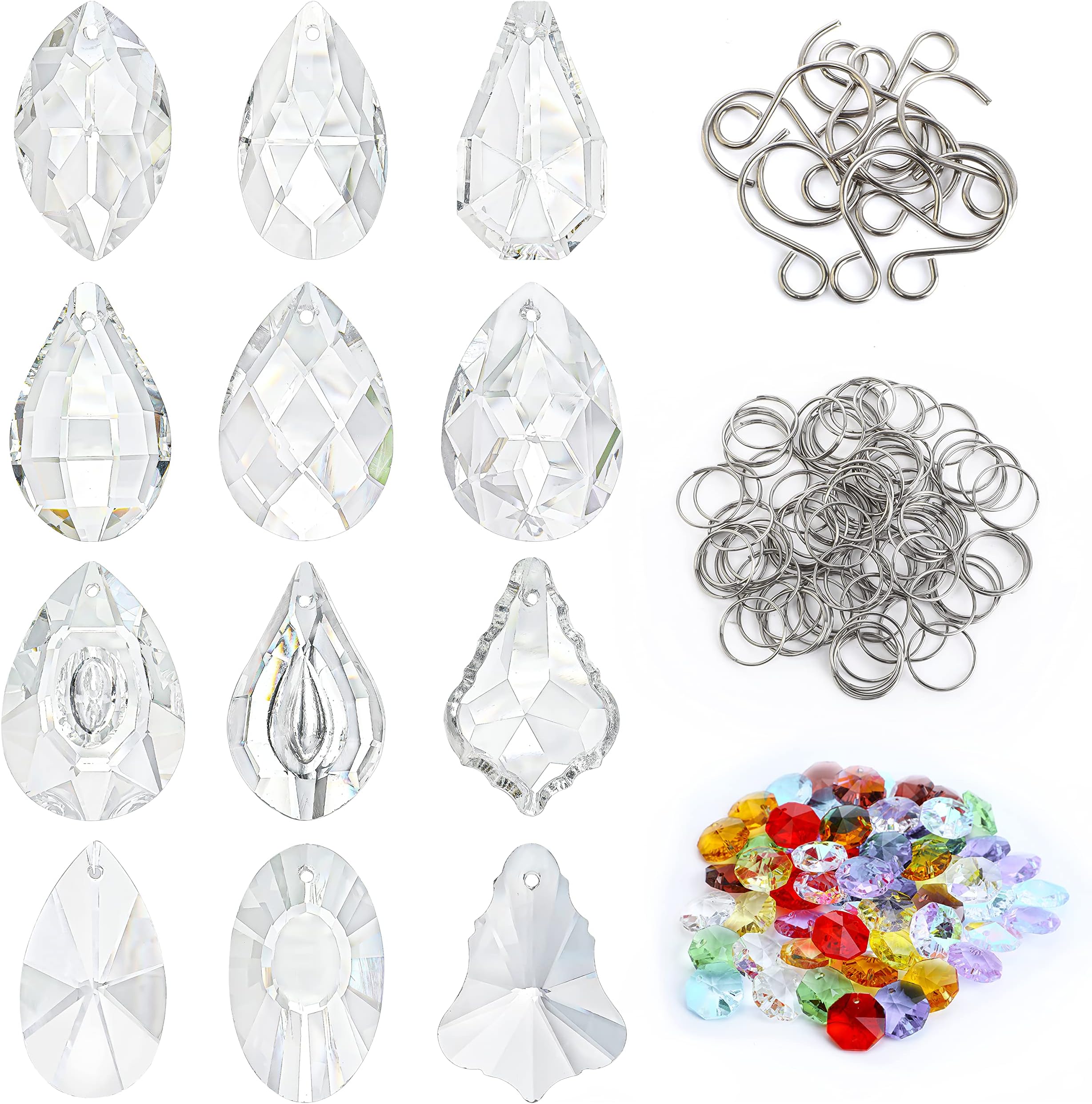Pack of 20 Clear Crystal Snowflake Crystal Suncatcher Rainbow Maker Hanging