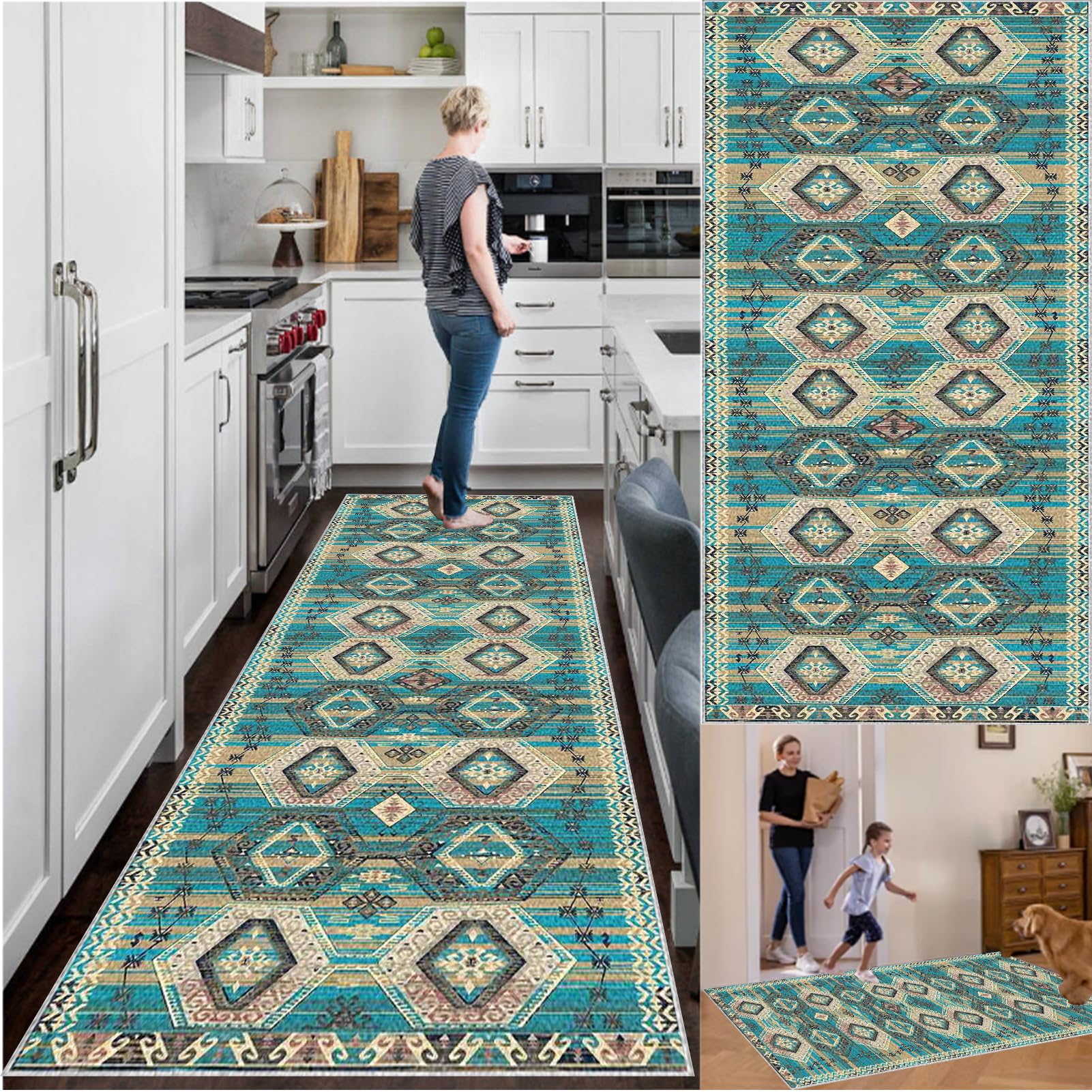 Tapis pour couloir antidérapant de style moderne de 70 x 250 cm pour entrée chic