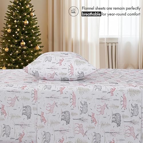 Vista 362 de RUVANTI Sábanas de franela 100% algodón King 4 piezas Celestial Stag Ciervo celestial