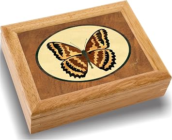 Wood Art Monarch Box - Handmade USA - Unmatched Quality - Unique, No Two are the Same - Original Work of Art. A Butterfly Gift, Ring, Trinket or Jewelry Box #2124 Butterfly 6x8x2