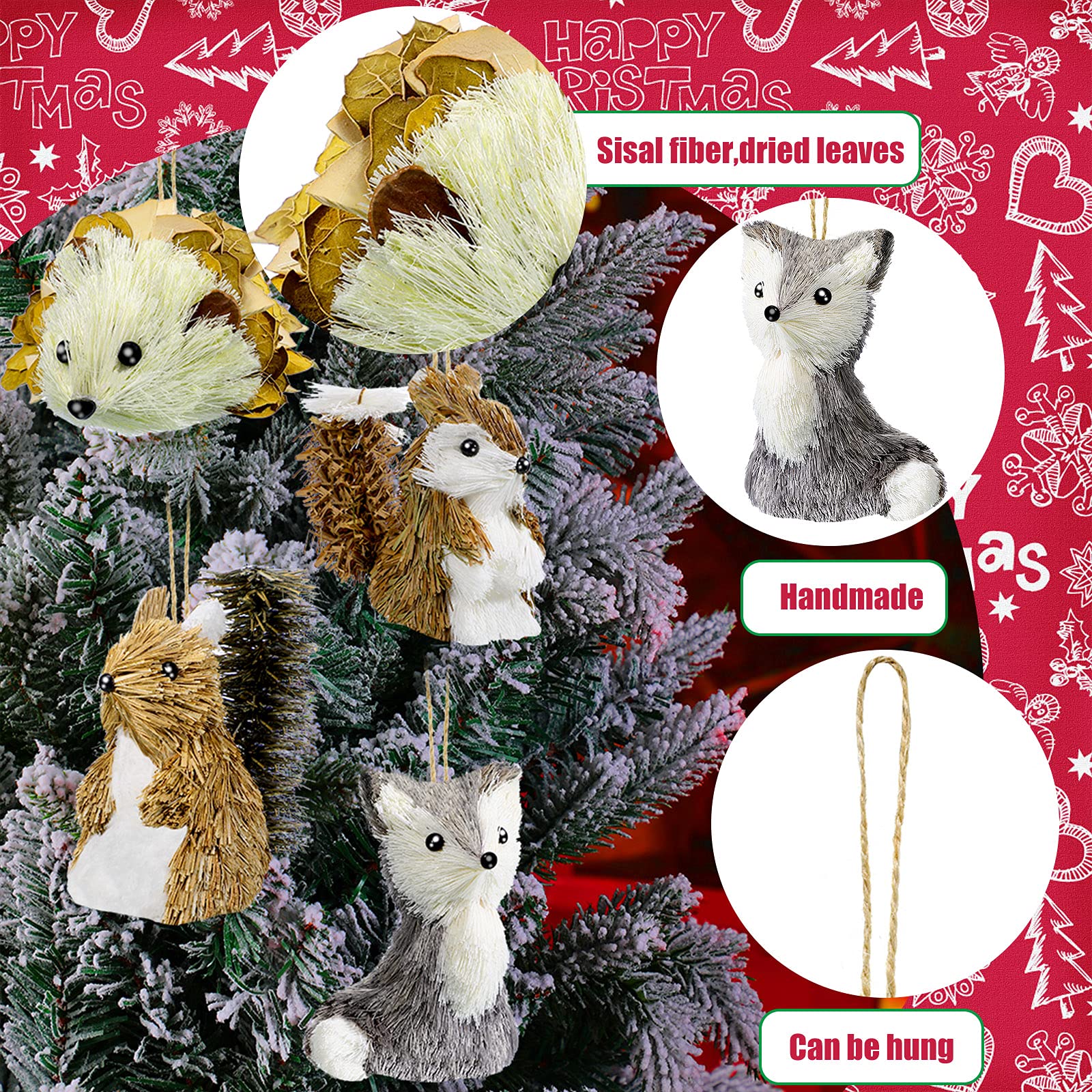 Adornos De Bellota De Animales Del Bosque – Set De 6 Criaturas De Acrílico (ardilla, Zorro, Erizo, Etc.), Decoración Natural Para Navidad Y Todo El Año