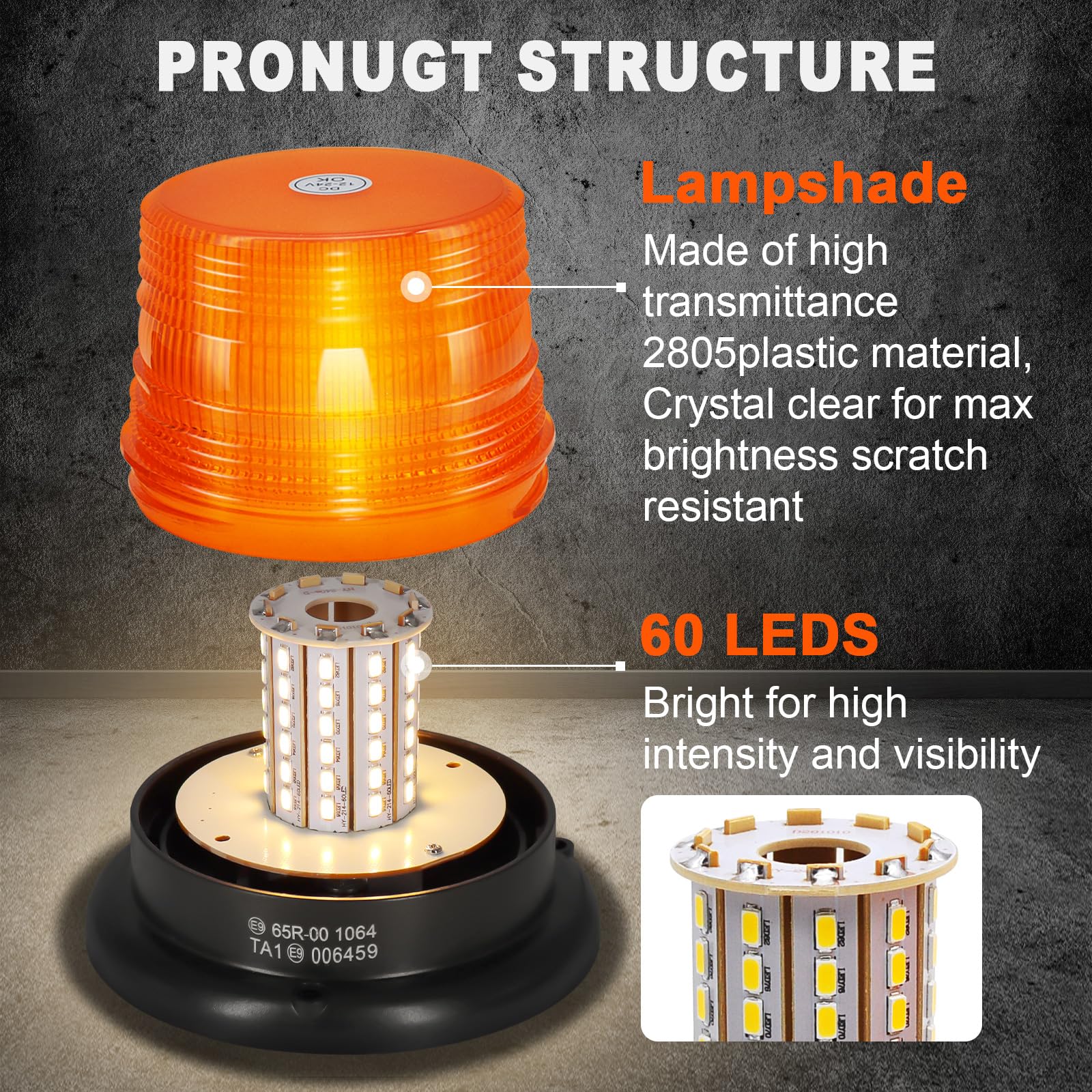 AnTom Luce LED stroboscopica lampeggiante, 12V-24V LED Giallo Avvertimento luci lampeggianti con cavo magnetico e cavo da 16 piedi per veicoli Carrelli elevatori per trattori golf UTV…