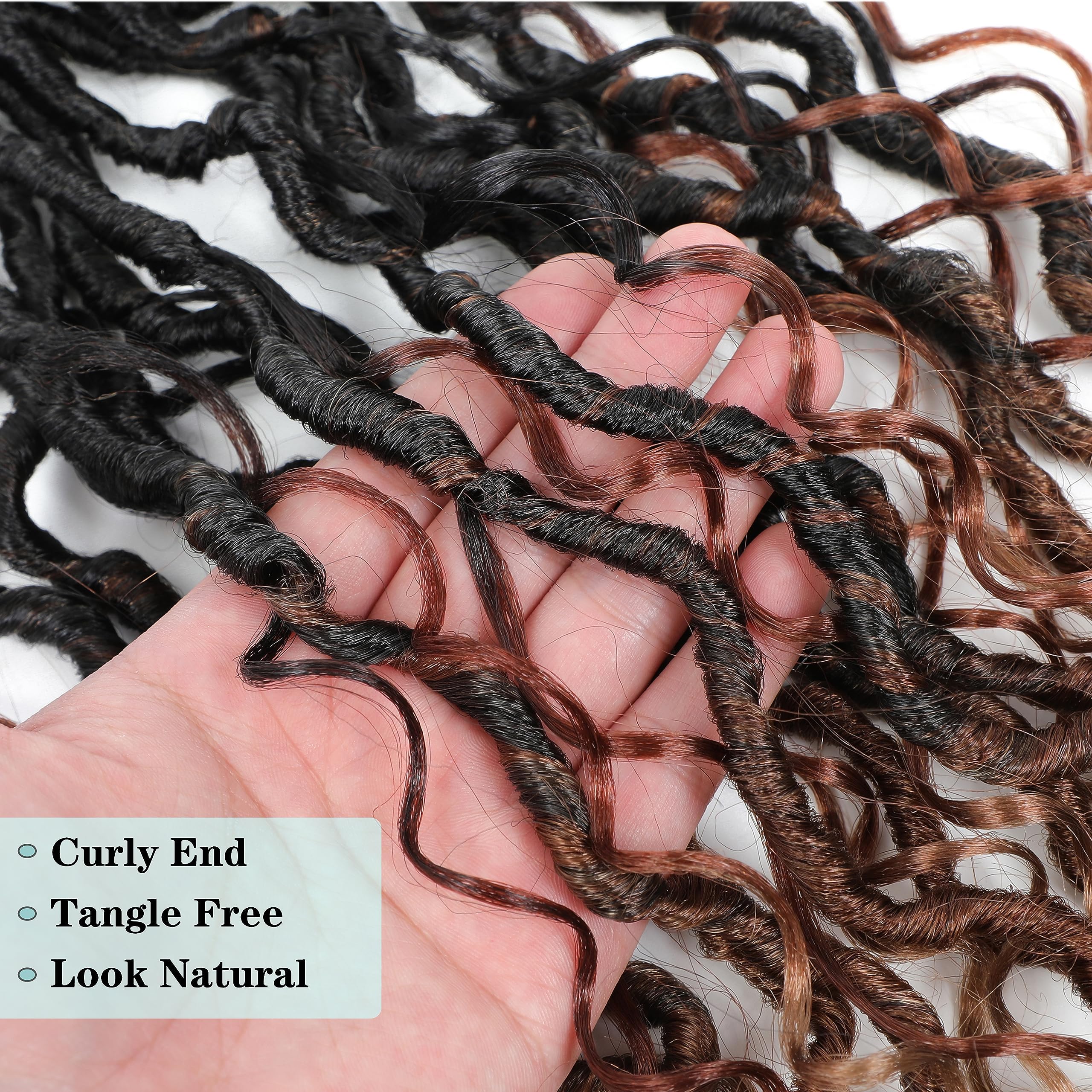 Goddess - Set di 6 ganci per capelli finti per donne nere, per capelli gessetti all'uncinetto, stile Boho locs, fiume Locs Crochet Hair with Curly Ends (18 pollici, 1b/30/27 #, 6 pezzi)
