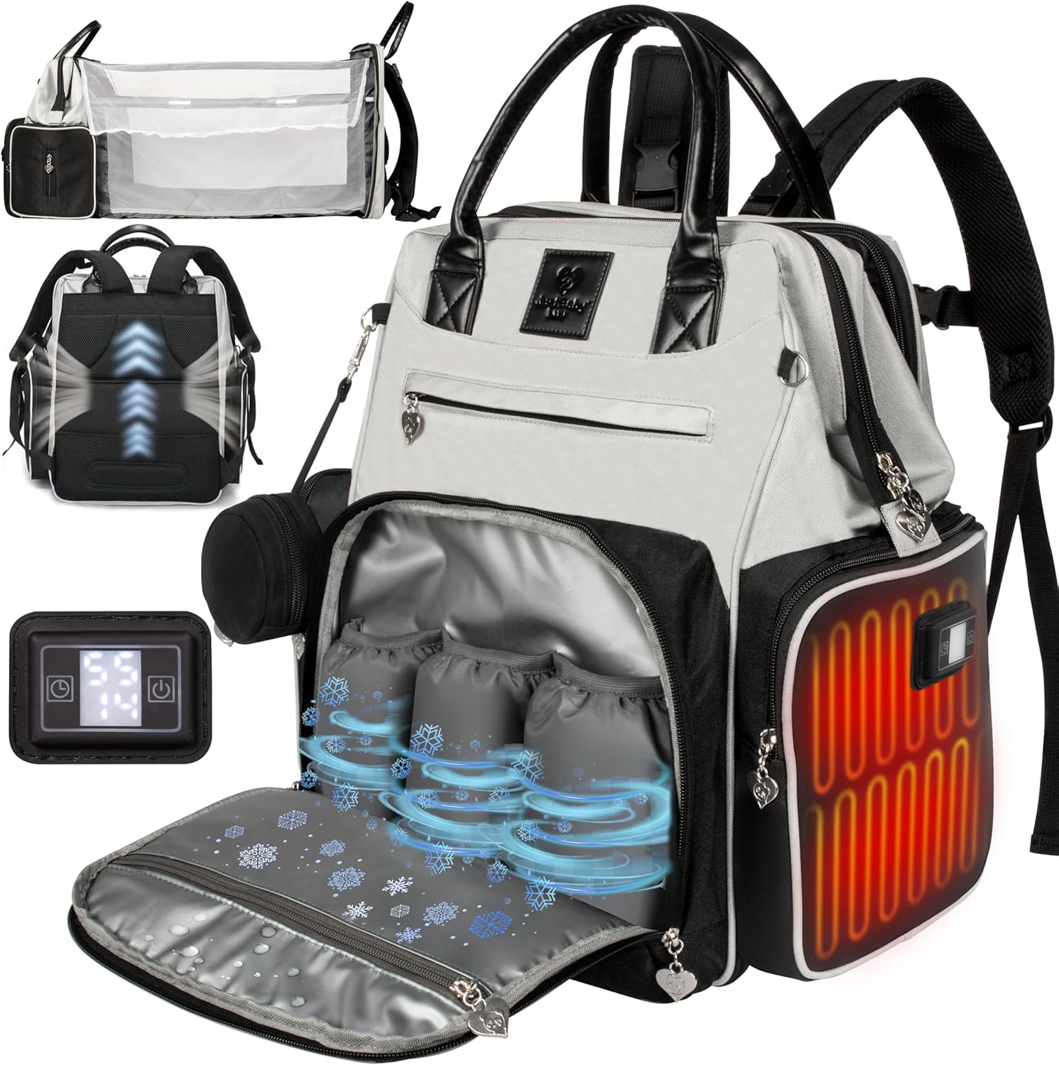 Award-Winning Smart Baby Backpack Diaper Bag with Changing Station – Heated Pockets, Temp Control, Insulated Slots, Water-Resistant Nylon, Organizational Pockets, Baby Essentials Travel Bag, Newborn Award-Winning Smart Baby Backpack Diaper Bag with Changing Station – Heated Pockets, Temp Control, Insulated Slots, Water-Resistant Nylon, Organizational Pockets, Baby Essentials Travel Bag, Newborn