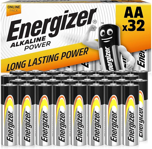 Energizer AA Batteries, Alkaline Power, 32 Pack, Double A Battery Pack - Amazon Exclusive