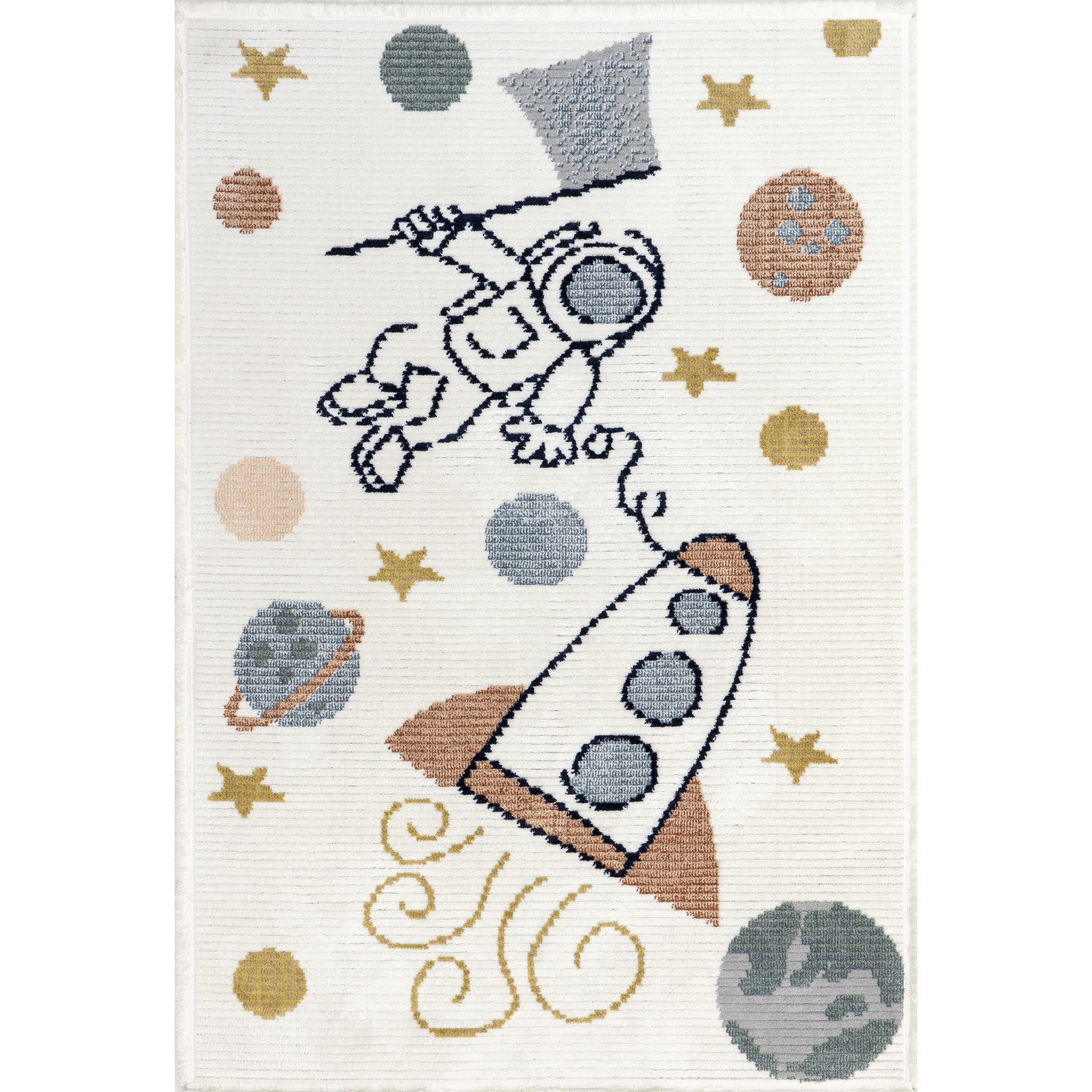 nuLOOM Caree Astronaut Kids Fringe Area Rug, 5' x 7'6