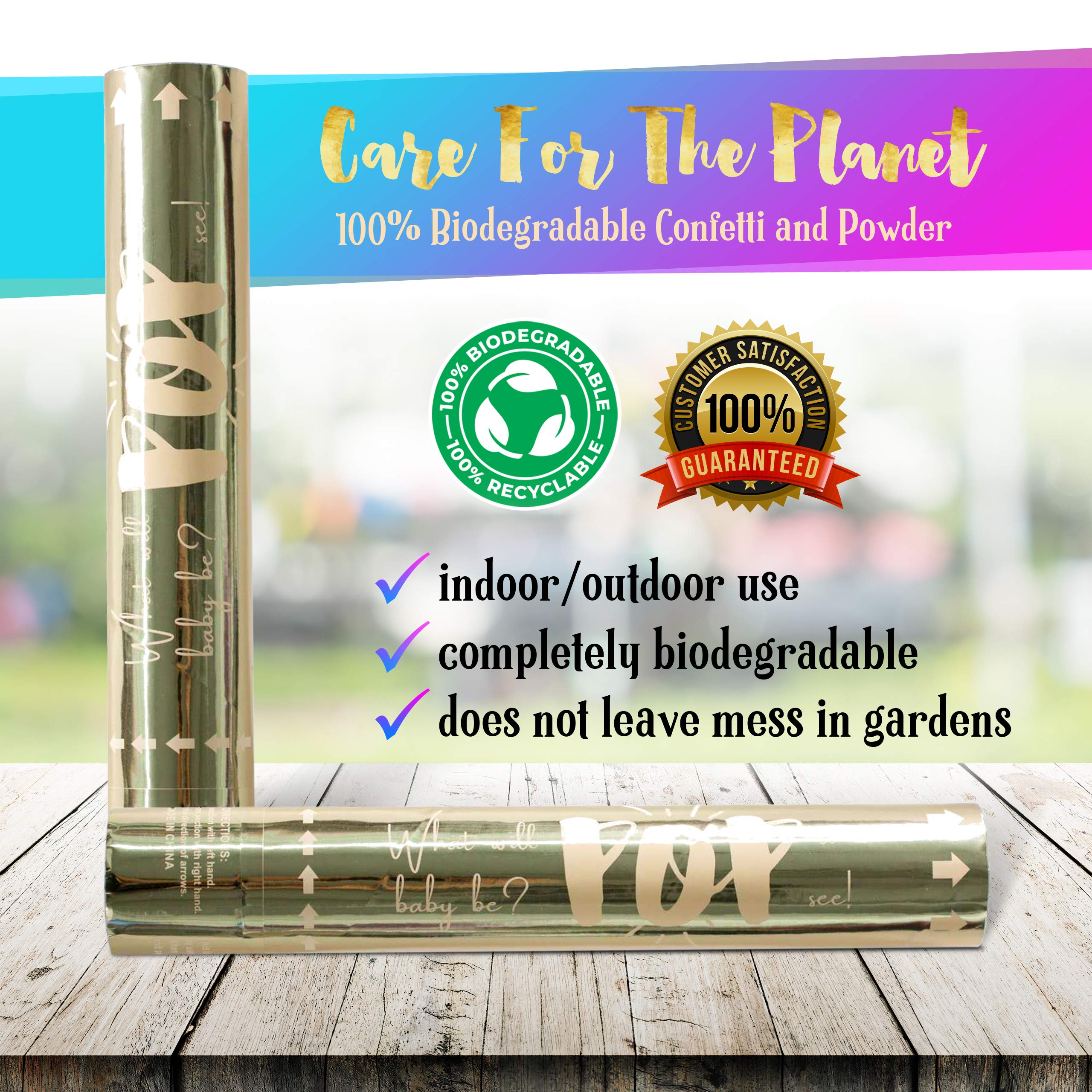 Buy Revealations Gender Reveal Confetti Powder Cannon Set of 4 Blue