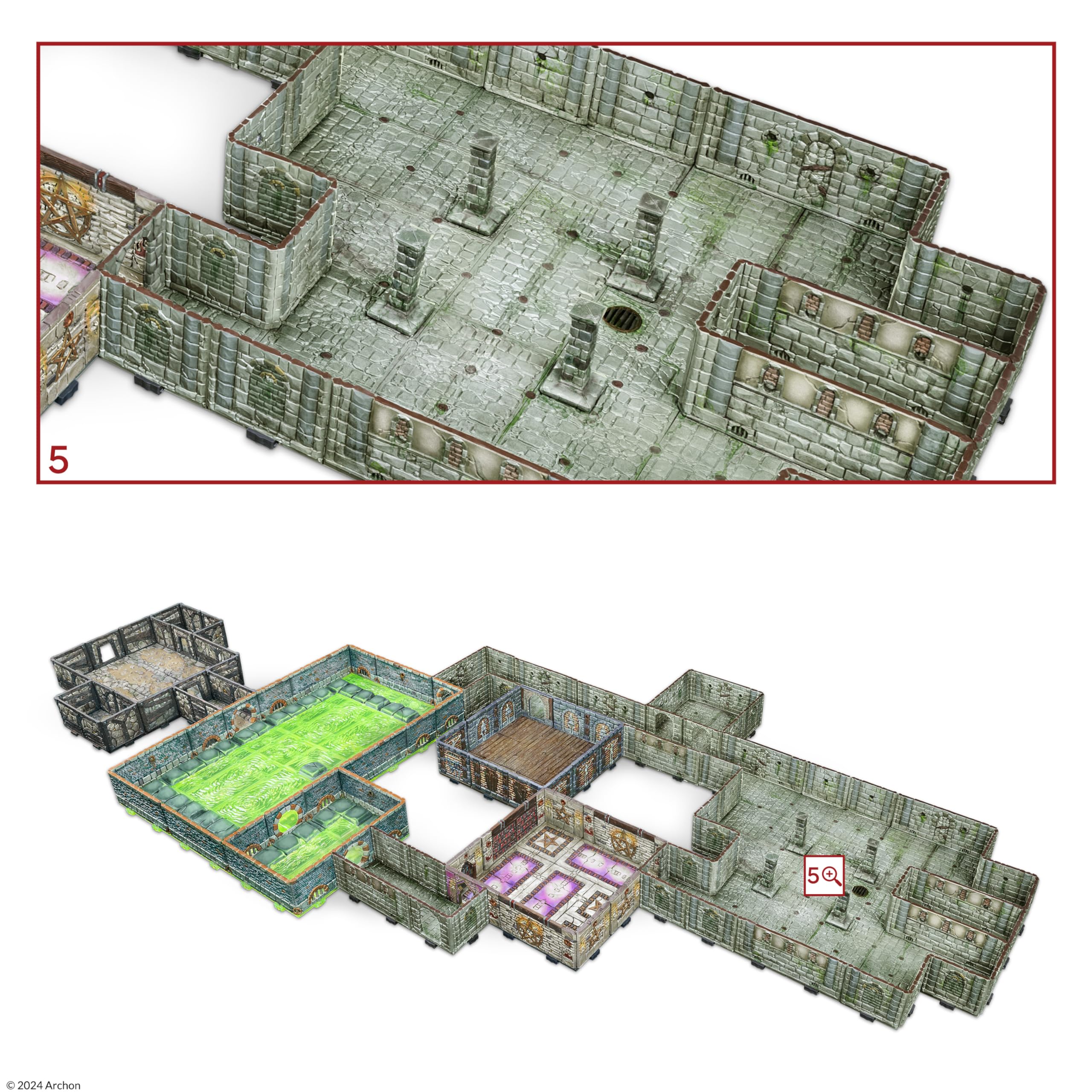 Dungeons & Lasers Undercity Hideout Terrain zestaw do gier RPG DND i stołowych - 5E kompatybilny z miniaturami w skali 28 mm - 32 mm - modułowa konstrukcja do szybkiego montażu - niemalowany