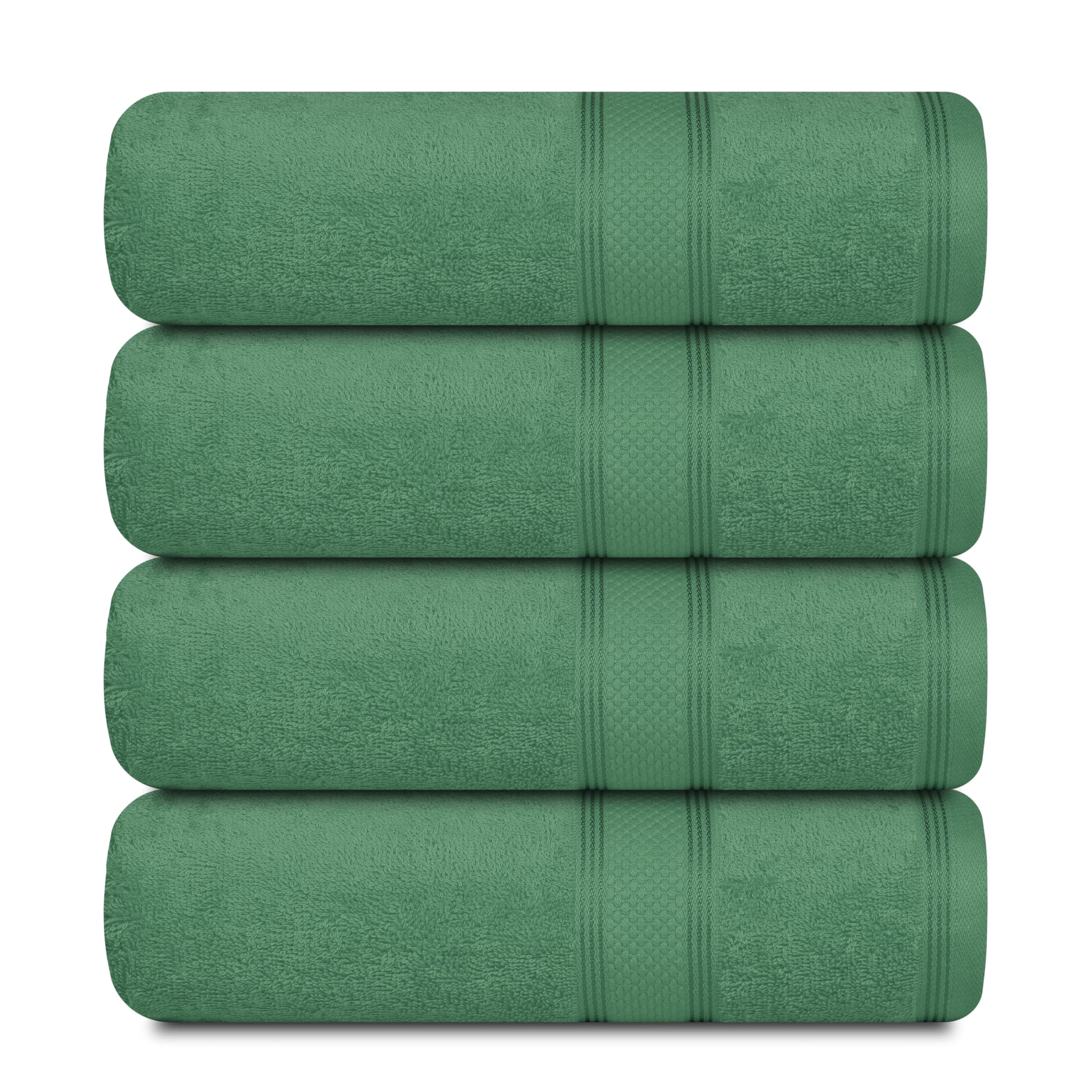 Casa Lino Green Bath Towels Set of 4 (54" x 27") - Large Bathroom Towel Set - 100% Cotton Towels for Bathroom - Highly Absorbent & Quick Dry Bath
