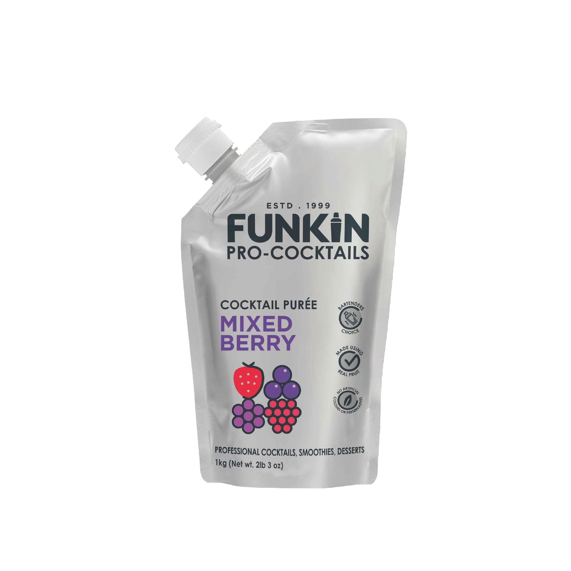 FUNKIN Strawberry Puree Cocktail Mixer | Made with Real Fruit | Fresh Fruit Puree for Professional Cocktails, Smoothies, & Desserts | 0% ABV | Resealable Pouch | 1kg, Pack of 5 — view 21