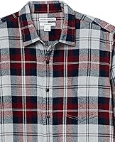 Vista 59 de Yaxa Essentials Camisas de franela de manga larga para hombre, corte ajustado, a cuadros con botones