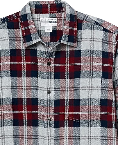 Miniatura 59 de Yaxa Essentials Camisas de franela de manga larga para hombre, corte ajustado, a cuadros con botones