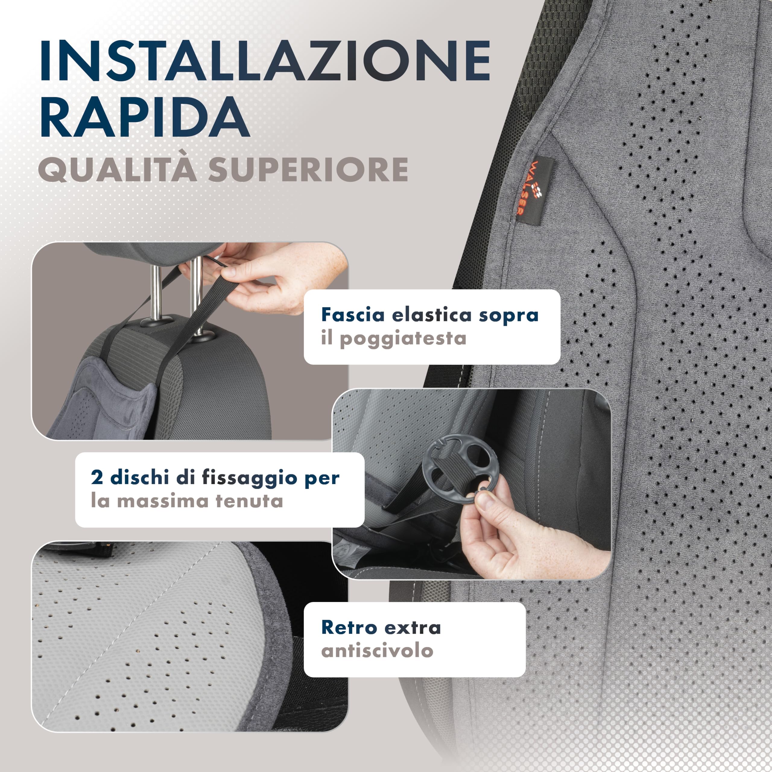 Walser Cuscino Premium Auto Nubo, 1 Protezione Antracite, Coprisedile Anteriore Alta Qualita Look Alcantara, Protezione per Posizione Anteriore