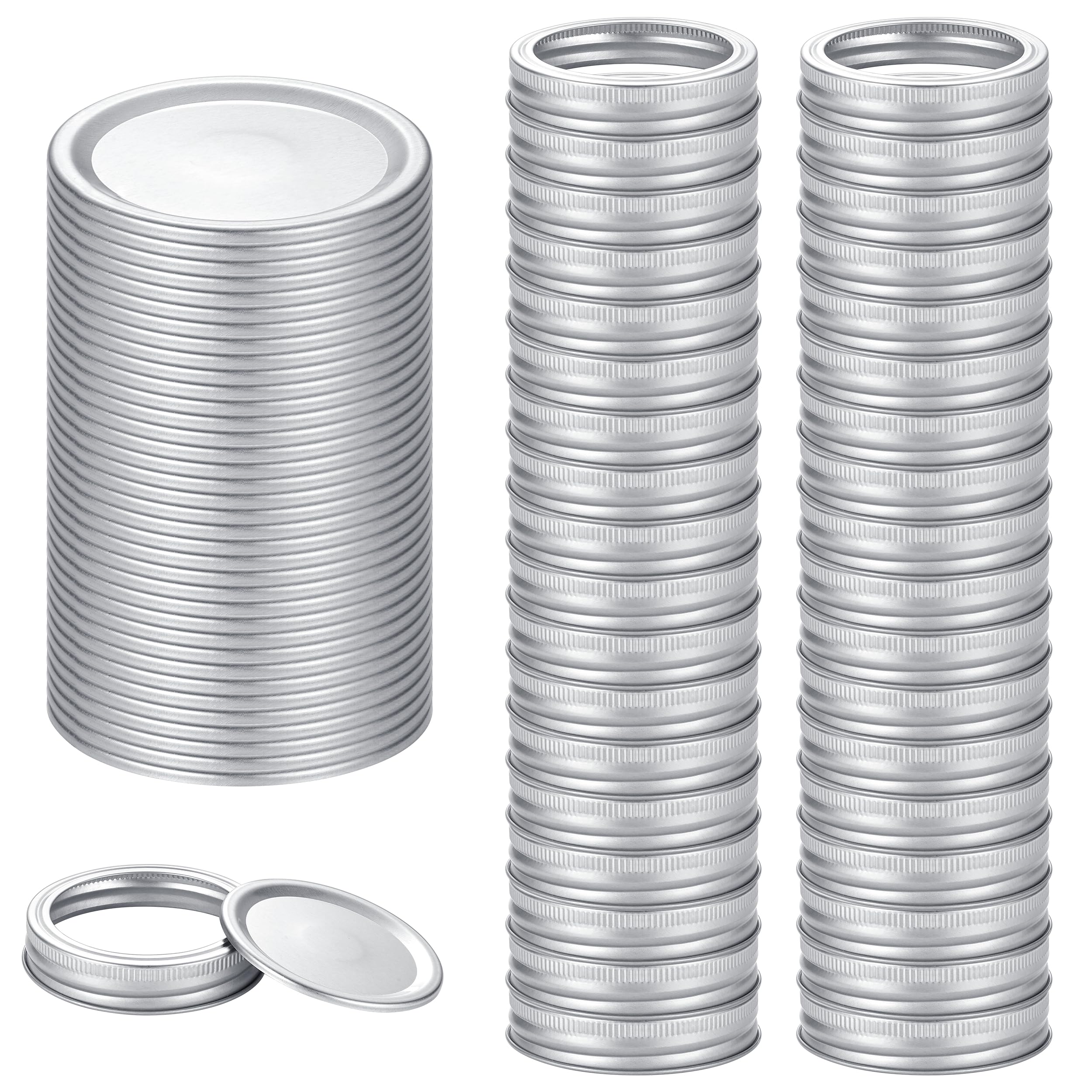 72Pcs Canning Lids with Rings Regular Mouth, for Ball, Kerr Jars - Split-Type Metal Mason Jar Lids for Canning - 100% Fit & Airtight for Regular Mouth Jars (36Lids+36Rings for Regular Mouth)