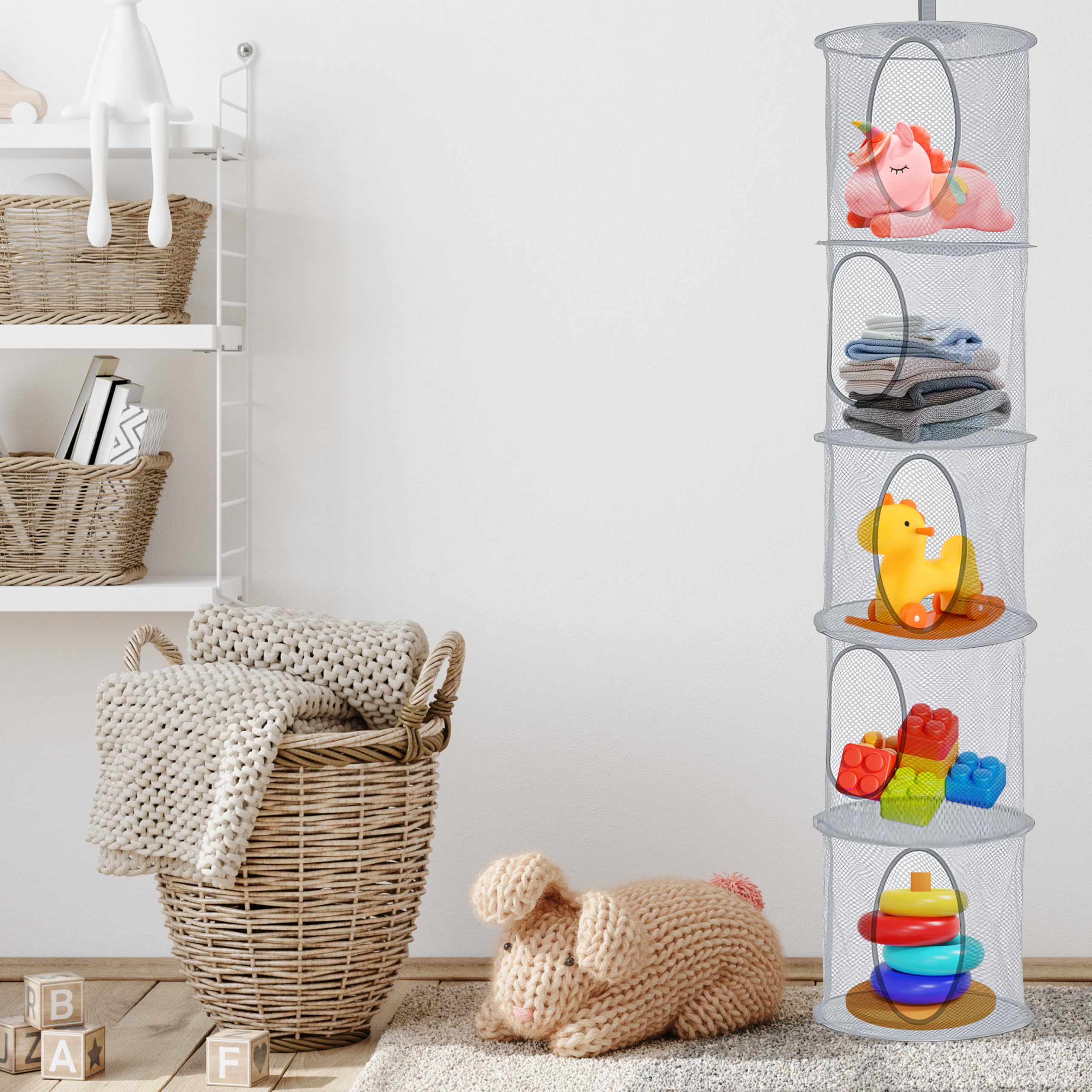 kuscheltier aufbewahrung korb FZSECRIU 2 Stück Aufbewahrung, 5 Stufe Faltbare Hängeaufbewahrung Organizer, Kinderzimmer, Zimmer deko, Hängeaufbewahrung kinderzimmer für Kinderzimmer, Badezimmer, Balkon Küche, Haushalt & Wohnen Thymian ernten, aufbewahren und platinum-assembly Farbe:weiß