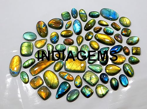 Miniatura 6 de INDIAGEMS Cabujón de labradorita natural de 445 quilates con múltiples fuegos, lote al por mayor, piedras preciosas sueltas de 64 piezas para hacer