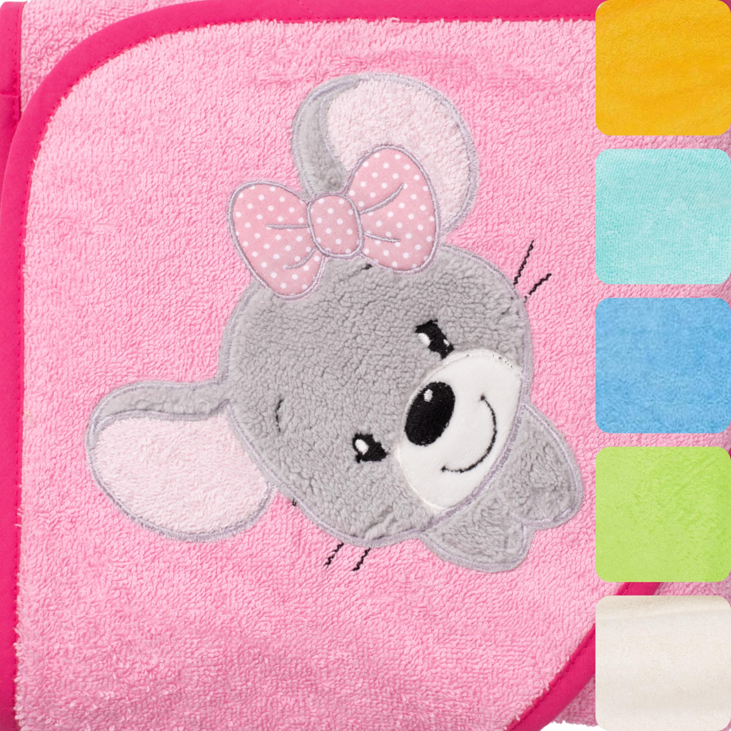Morgenstern Kapuzenhandtuch Kinder Baby 100 x 100 cm Mädchen & Jungen 100% Baumwolle Frottee Oeko-TEX® Handtuch Badetuch Badehandtuch Maus