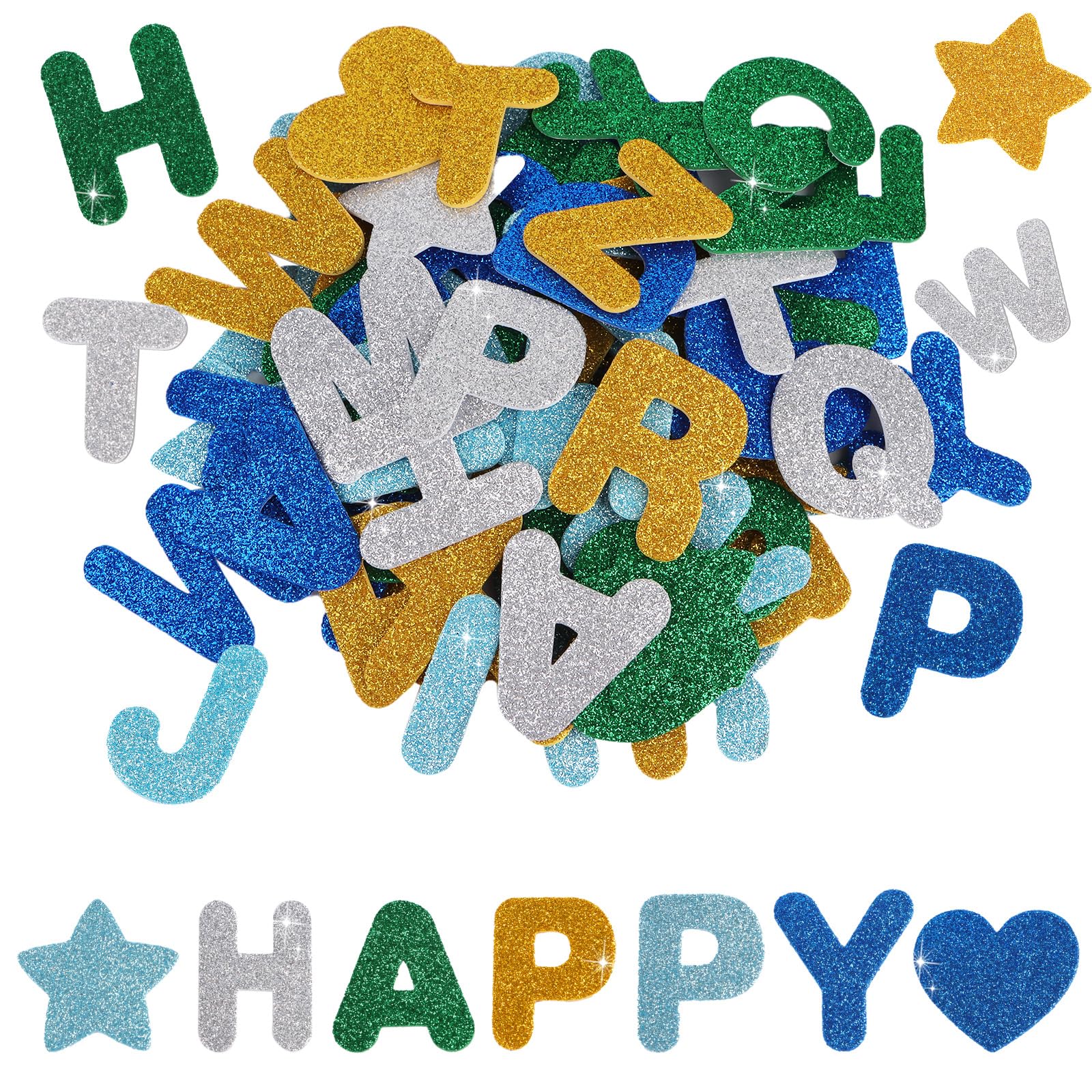 196pcs Letras Adhesivas de Eva con Purpurina Pegatinas Letras 5 Colores Letras Decorativas Adhesivas para Manualidades Niños Recurso de Aprendizaje (Estilo B)