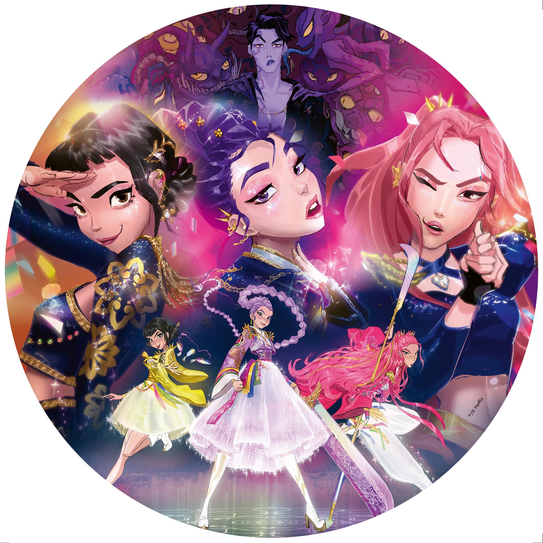 Ravensburger K-Pop Demon Hunters 500-Piece Round Jigsaw Puzzle – Fun Family Activity