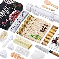 ISSEVE 25-in-1 Sushi Making Kit with Bazooka Maker, Bamboo Mats, Molds, Knife & Chopsticks - Easy DIY Sushi Roller for Home