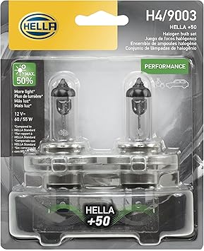 HELLA H4P50TB +50 Performance Bulb, 12V, 60/55W, 2 Count Pack of 1