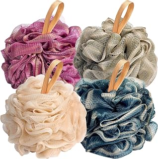 Fishent 4-Pack 50g Loofah Bath Sponges - Soft Exfoliating Shower Loofahs, Durable Mesh Body Scrubbers for Men & Women