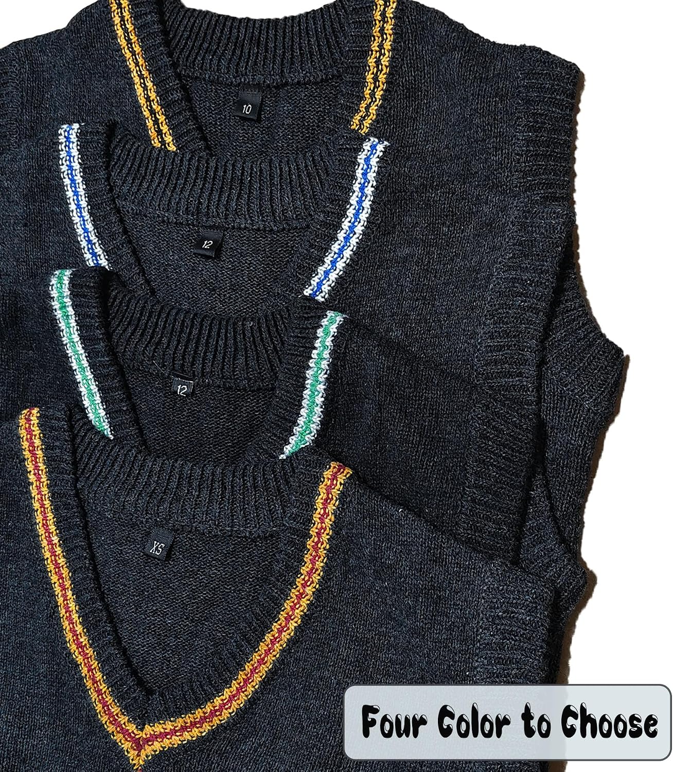 Markest Unisex Sweater Vest Knit V-Neck Sleeveless Uniforms Halloween Cosplay Costume