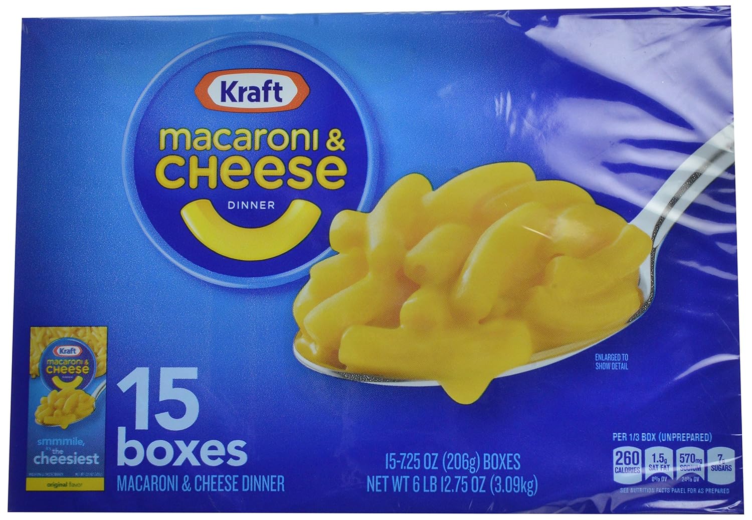 Kraft Macaroni & Cheese Dinner, Original, 7.25 oz, 15 Pack