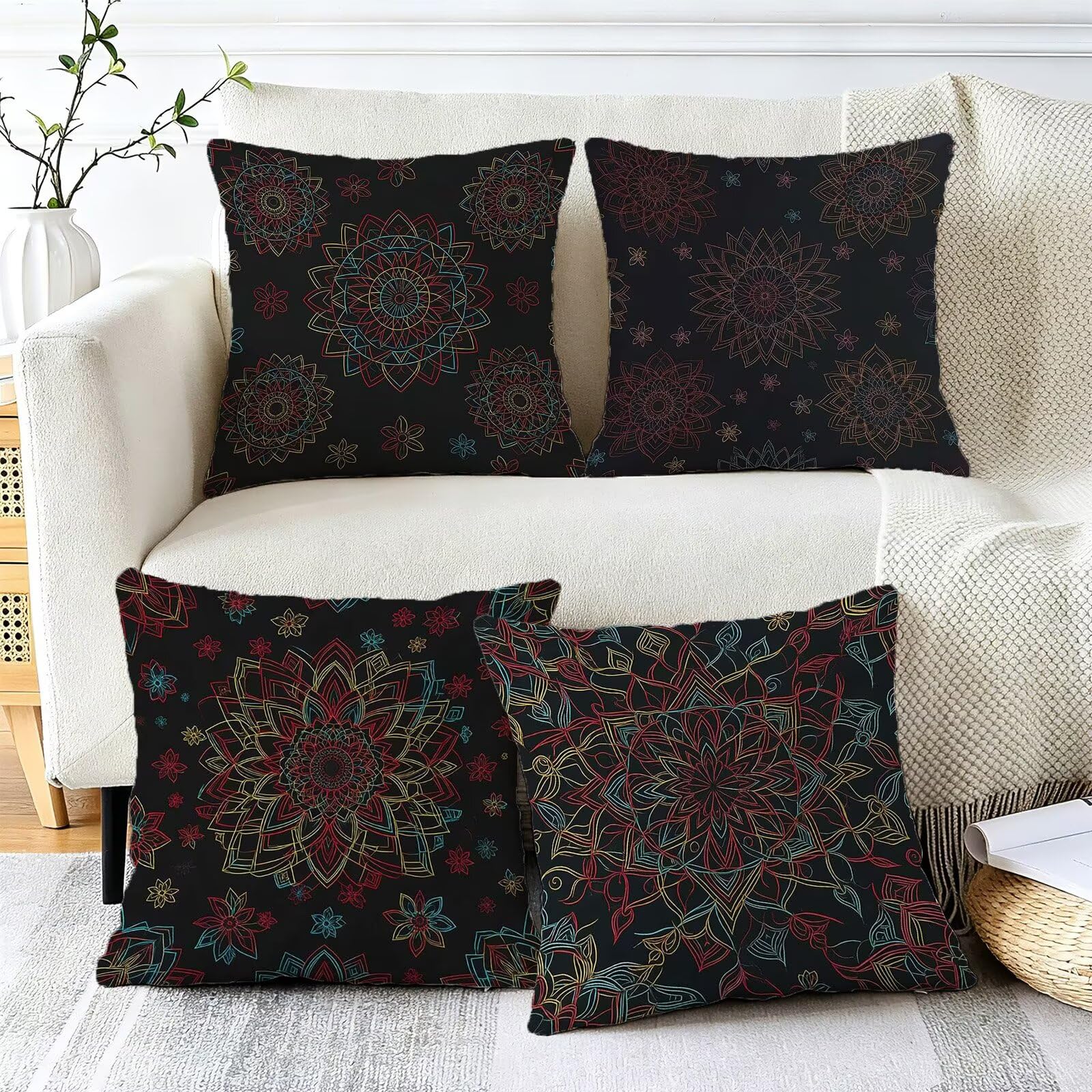 Cojines Exterior Vistoso Funda Almohada 45x45cm Juego de 4, Cod-538