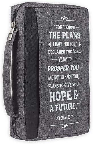 Funda de lona para hombres y mujeres con cremallera para Biblia o libro con asa.