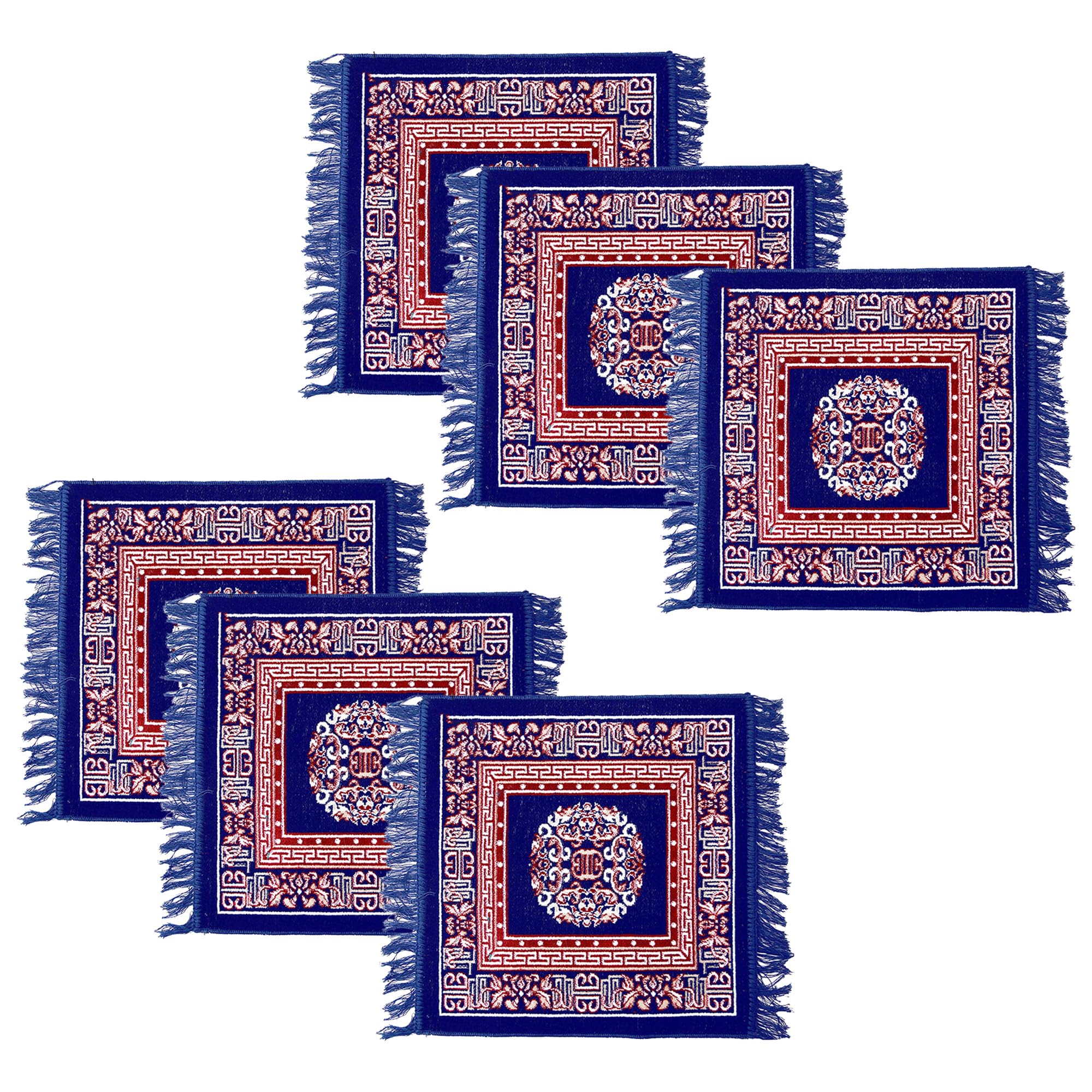 Traditional Velvet Prayer Mats - Blue & Red -14 Traditional Velvet Prayer Mats - Blue & Red -14
