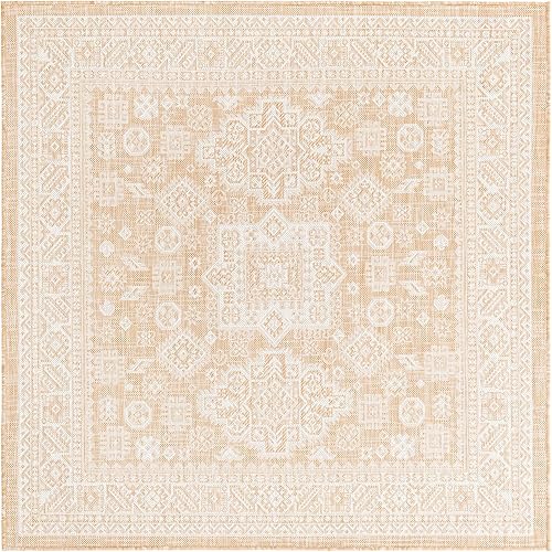 Miniatura 511 de Rugs.com Outdoor Aztec Collection Alfombra – 4 x 6 pies alfombra de tejido plano gris carbón perfecta para salas de estar, grandes comedores, planos