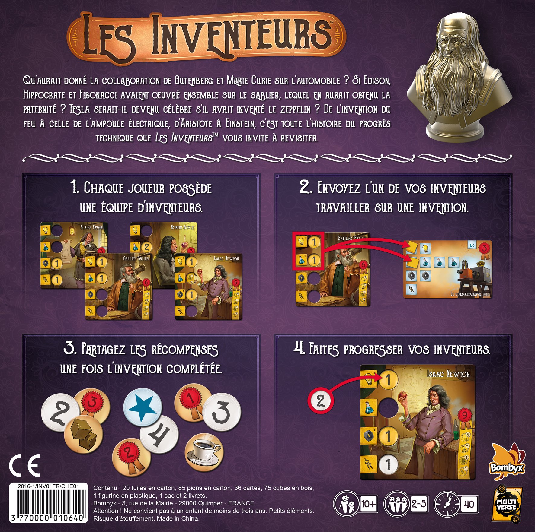 Asmodee Bombyx | Les Inventeurs | Jeu de société | À partir de 10 Ans | 2 à 5 Joueurs | 40 Minutes