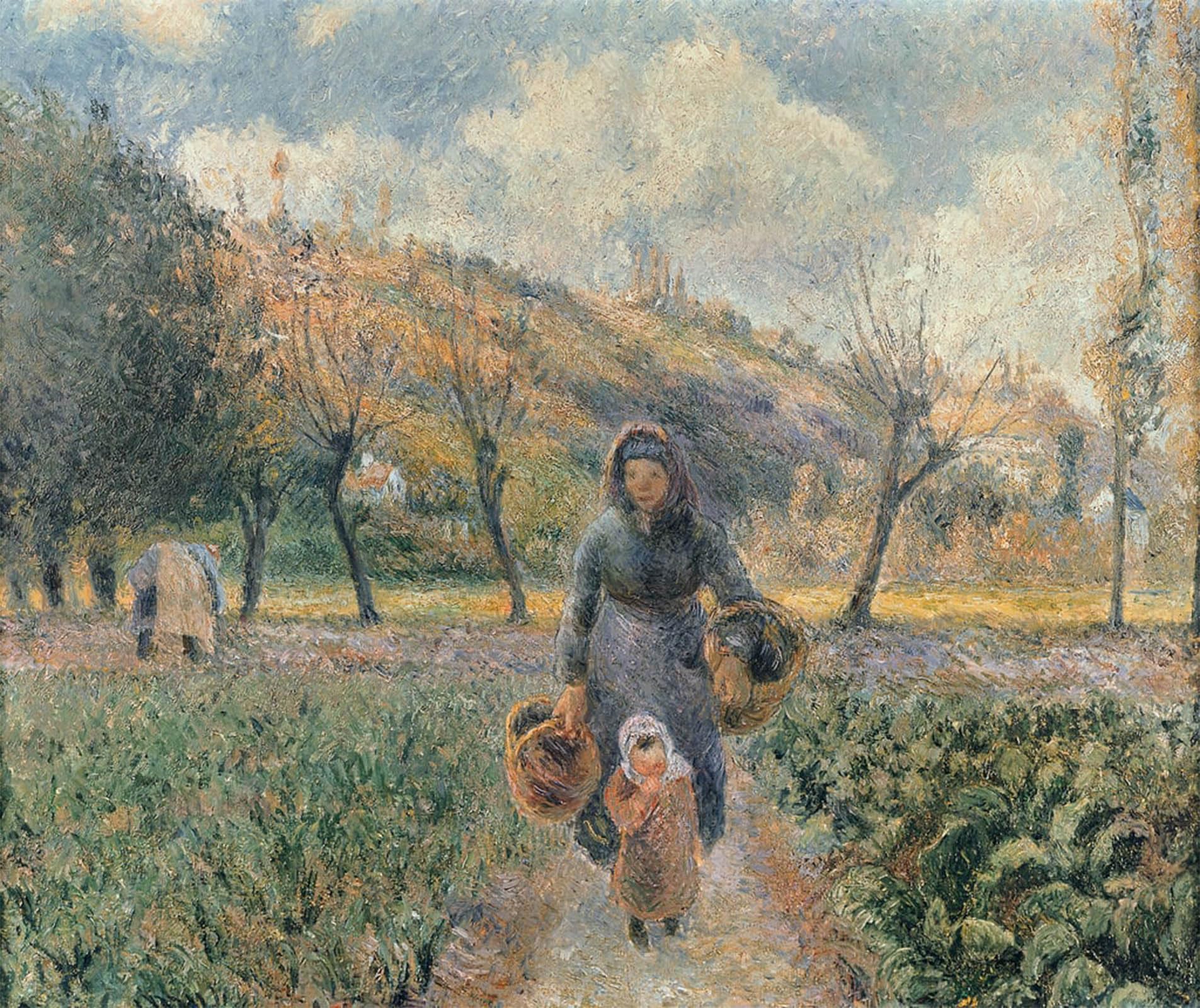 SERENDIPITP Abstract Painting Mural Print Picture Wall Decor Painting in the Garden by Camille Jacob Pissarro Vintage Wall Artwork for Home Decor 60x90cm